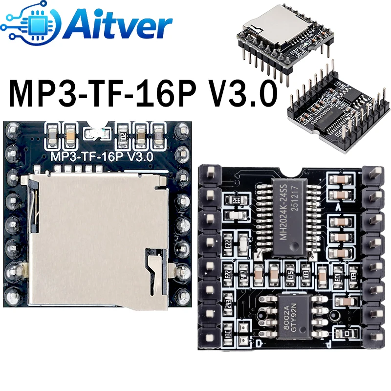 DFPlayer Mini MP3 Player Module V3.0 16P TF Card Audio Voice Board UART Serial Control for Arduino