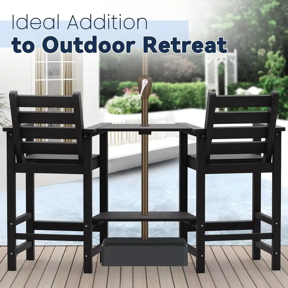 زوج من كراسي آديرونداك عالية الدقة مقاومة للطقس مع صواني مزدوجة قابلة للفصل للفناء الخارجي والسطح وحمامات السباحة #4