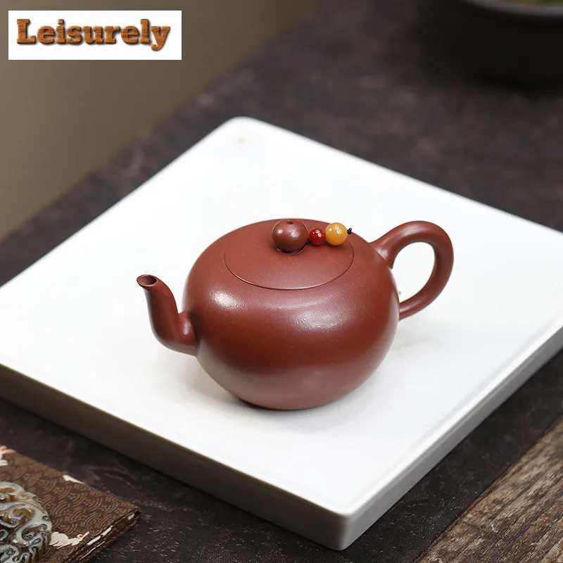 

140ml High-end Yixing Purple Clay Teapots Handmade Ballpoint Pot Raw Ore Red Leather Dragon Mud Kettle Zisha Tea Set Drinkware