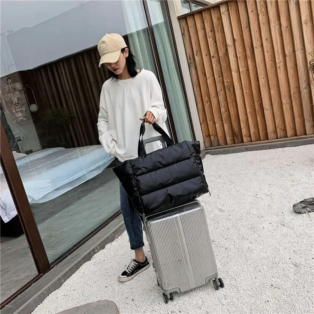 Women\'s Large Capacity Shoulder Bag Waterproof Nylon Bag Women\'s Space Cotton Feather Down Bag Shoulder Strap Large Bag 2024 New