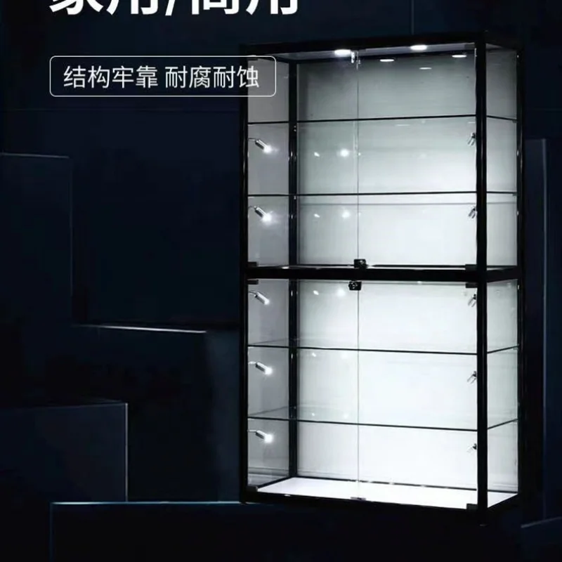 Customized. Aluminum Frame Glass Display Cabinet Perfume Store Display Showcase with Light