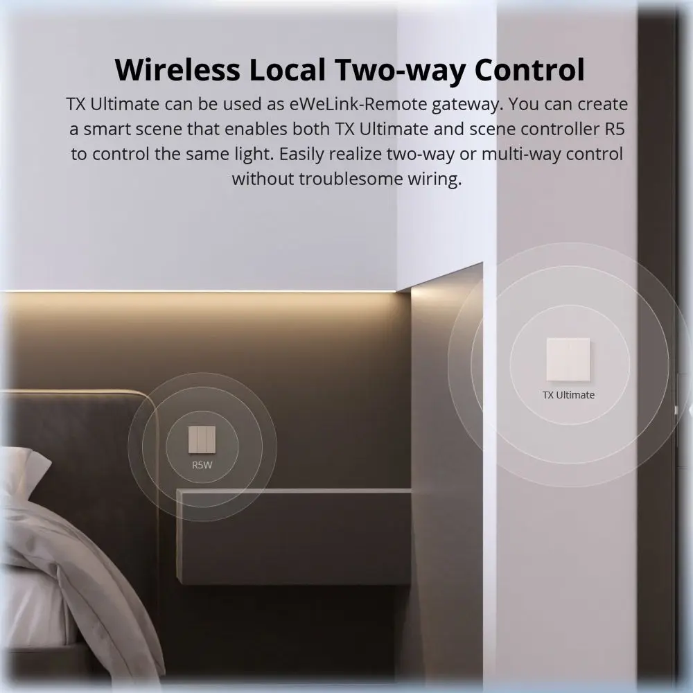 SONOFF TX Ultimate T5 Wi-Fi Smart Wall Switch Multi-Sensory EWeLink Remote Control Touch Panel With Alexa Google Smartthings