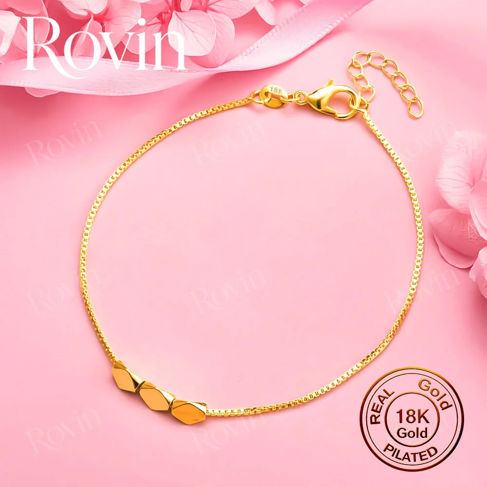 18K Gold 8-Inch Minimalist Mini Triangle-Shape Bracelet – Women's Fashion Jewelry for Weddings and Parties