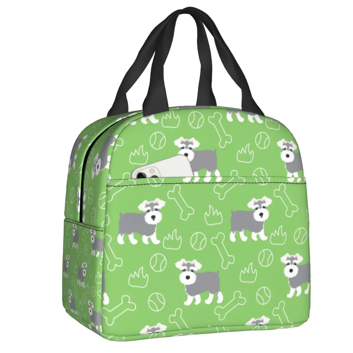 

Schnauzer Insulated Lunch Bag for School Office Portable Thermal Cooler Lunch Box Women Children