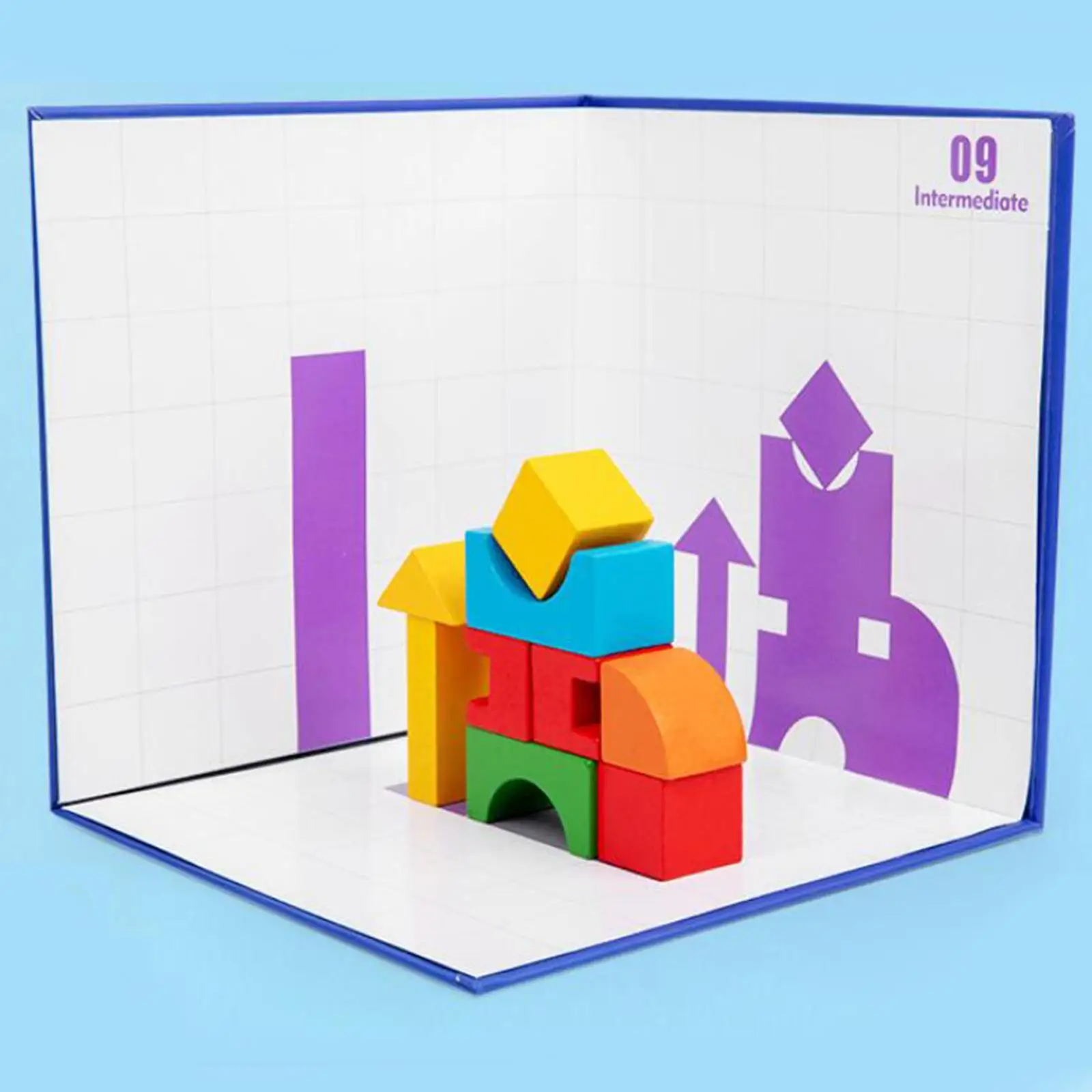 Wooden Building Block Educational Imagination with 3D Stereo Projection Space for Preschool 3 Year Old Girls Boys Gifts Toddlers