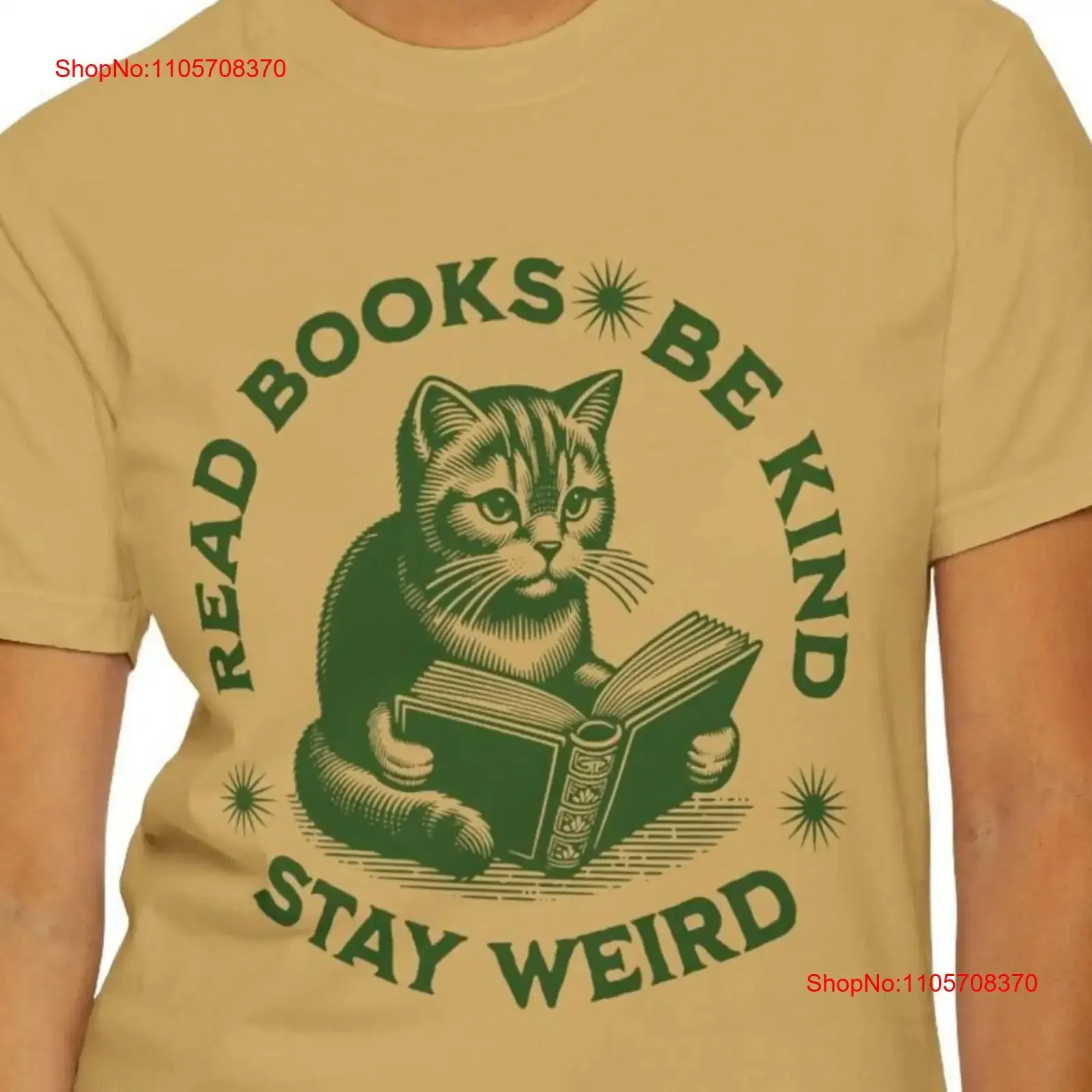 Read books be kind stay weird CaT T Shirt for Bibliophile Librarian Teacher Present Book Club exchange Roulette Bookish homme