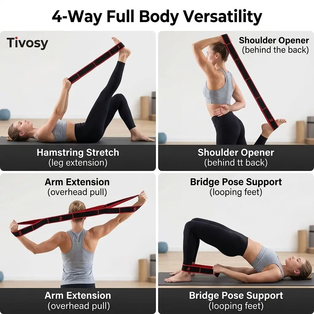 Tivosy Multi-Loop Yoga Stretch Strap Numbered Stretching Band for Flexibility Physical Therapy Pilates Recovery Exercise