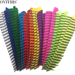 18 PCs /Lot Archery Feathers Fletches Full Length Real Turkey Feather Arrow Fletchings One Side Striped