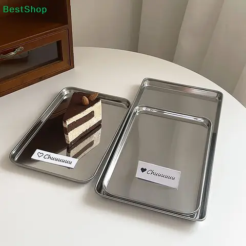 ☆Sleek Mirror Finish Tray – Stainless Steel Rectangular Platter for Modern Tabletop Decor & Serving