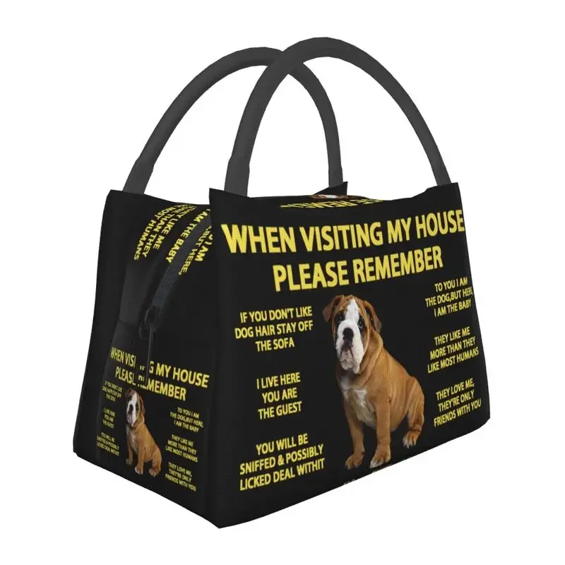 

English Bulldog Insulated Lunch Bags for Outdoor Picnic Resuable Cooler Thermal Bento Box Women