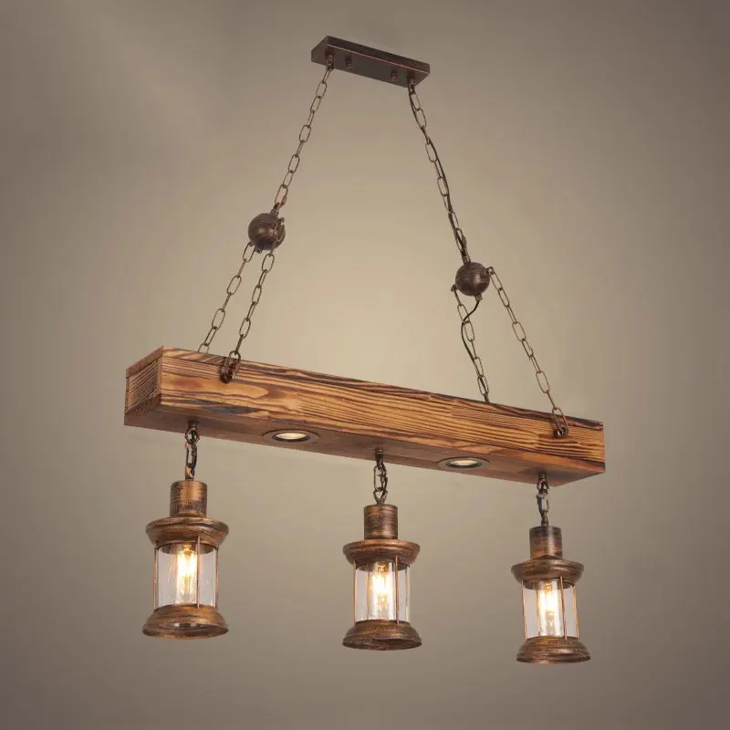 

Vintage Industrial Style Restaurant Coffee Shop Chandelier Creative American Table Bar Table Lamp Boat Wood Droplight Spotlights