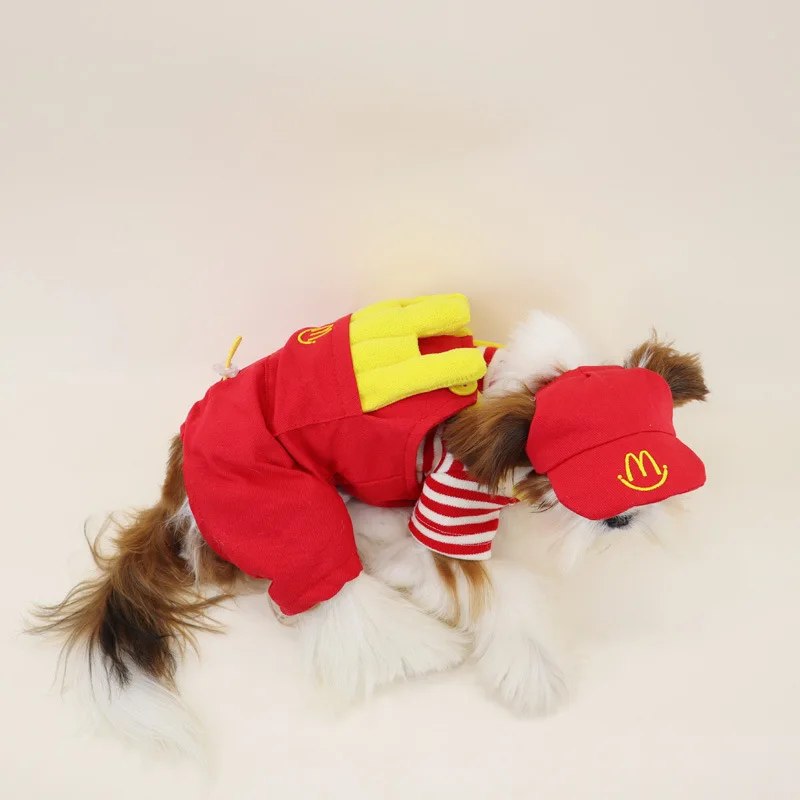 Red and yellow colour scheme dog clothes pet autumn and winter style pet four-legged trousers clothes casual back trousers