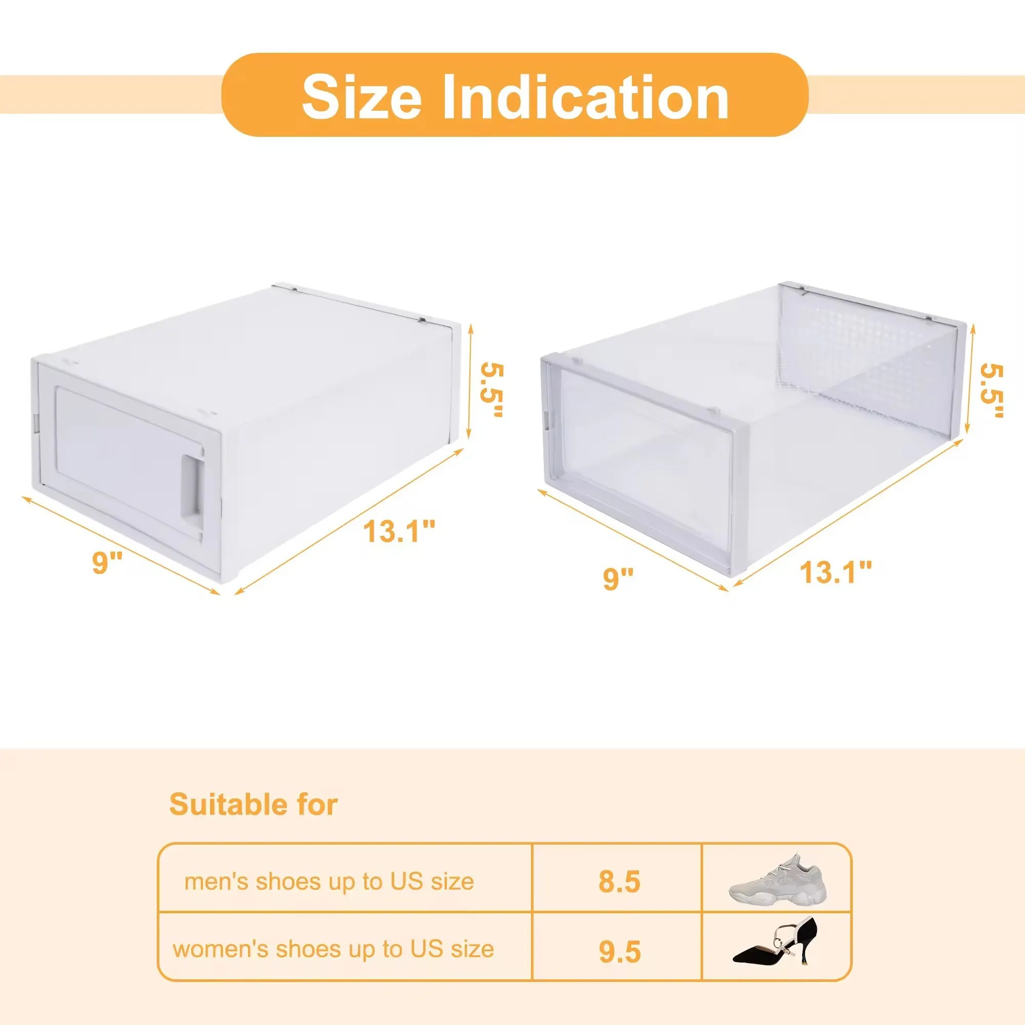 

Clear Plastic Shoe Storage Boxes, Foldable 18 Pack Stackable Shoe Organizer for Closet, Drop Front Door Sturdy Sneaker Container