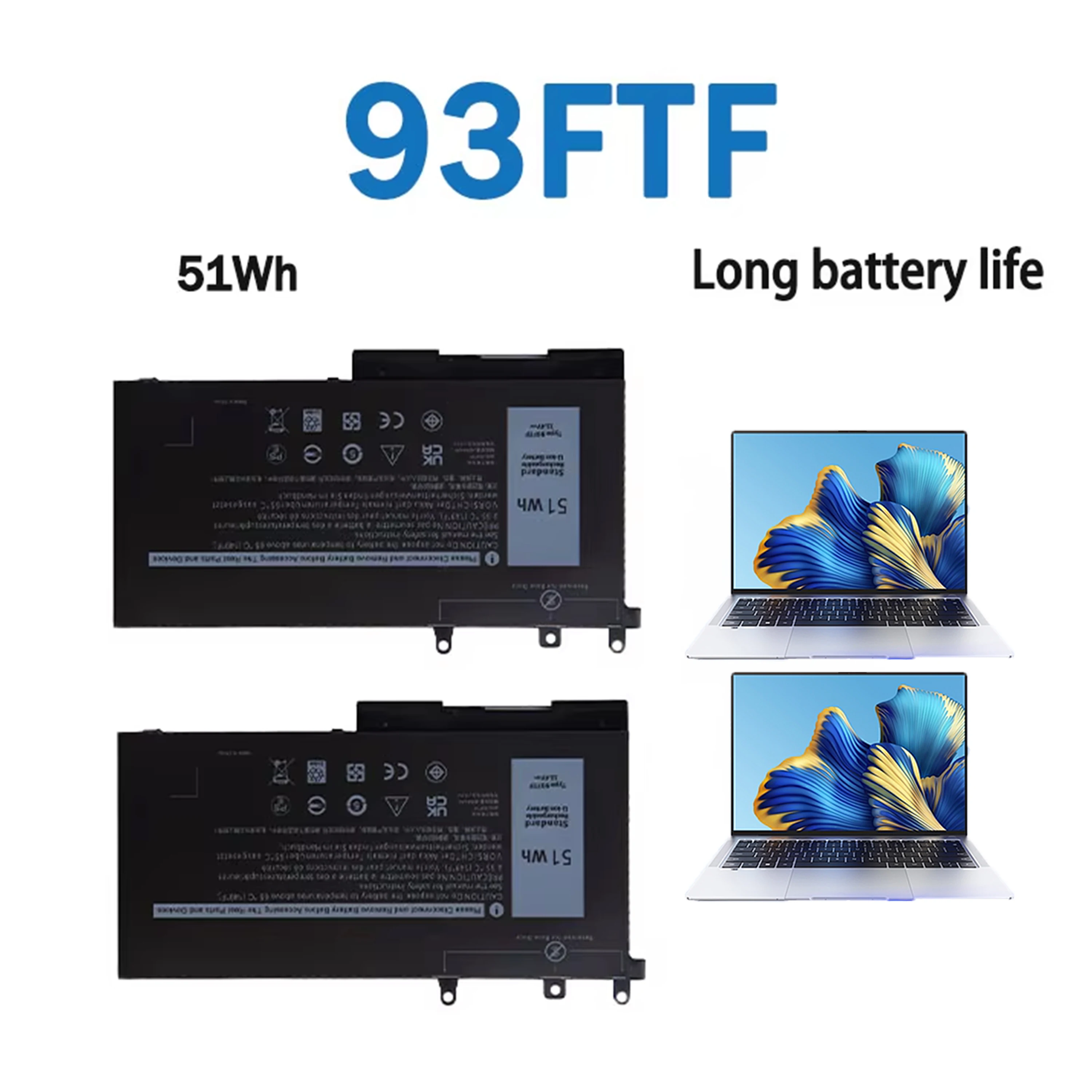 

AUSSY 93FTF 51Wh Laptop Battery For DELL Latitude 5280 5480 5580 E5280 E5480 E5580 E5290 E5490 E5590 Series 83XPC 4YFVG