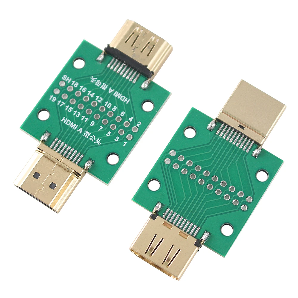 2pcs  Type Male To Female Test Board MINI Connector with Board PCB 2.54mm Pitch DP HD A Female To Male Adapter Board
