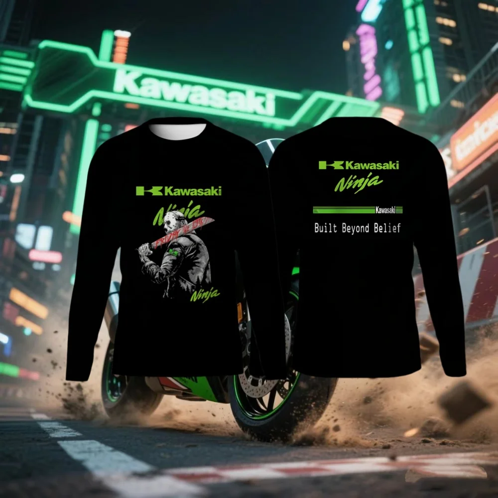

Summer Outdoor Quick Drying Breathable Kawasaki Long Sleeved Shirt, Thin Design, Comfortable Riding Motorcycle, Long Sleeved