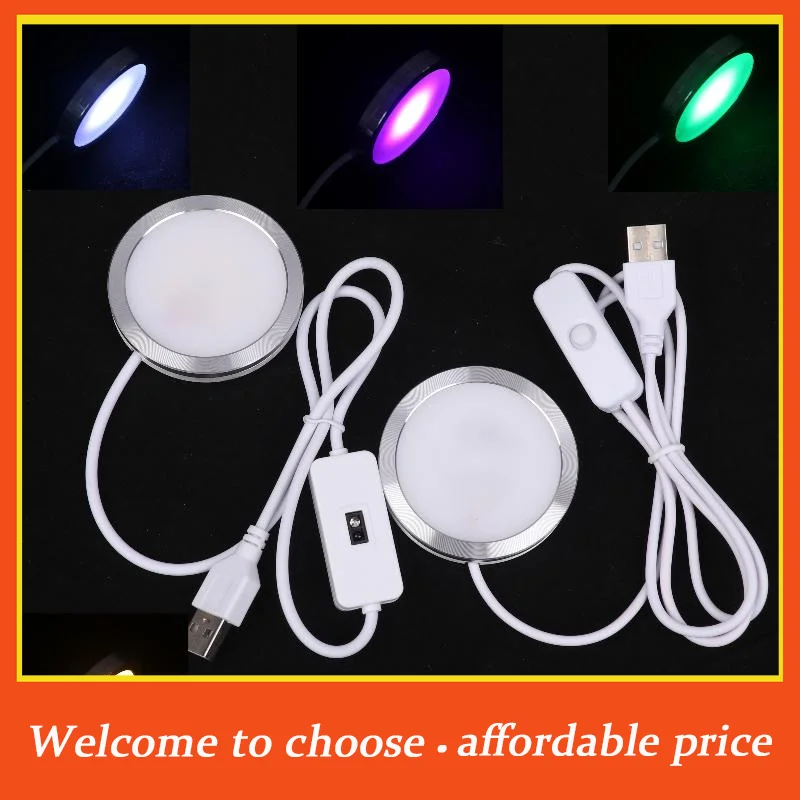 1Pc DIY Model Warm White/Multicoour USB Round Ultra-thin Light For Bamboo Led Light Parts For Bambu Lab Led Lamp Kit Hardware