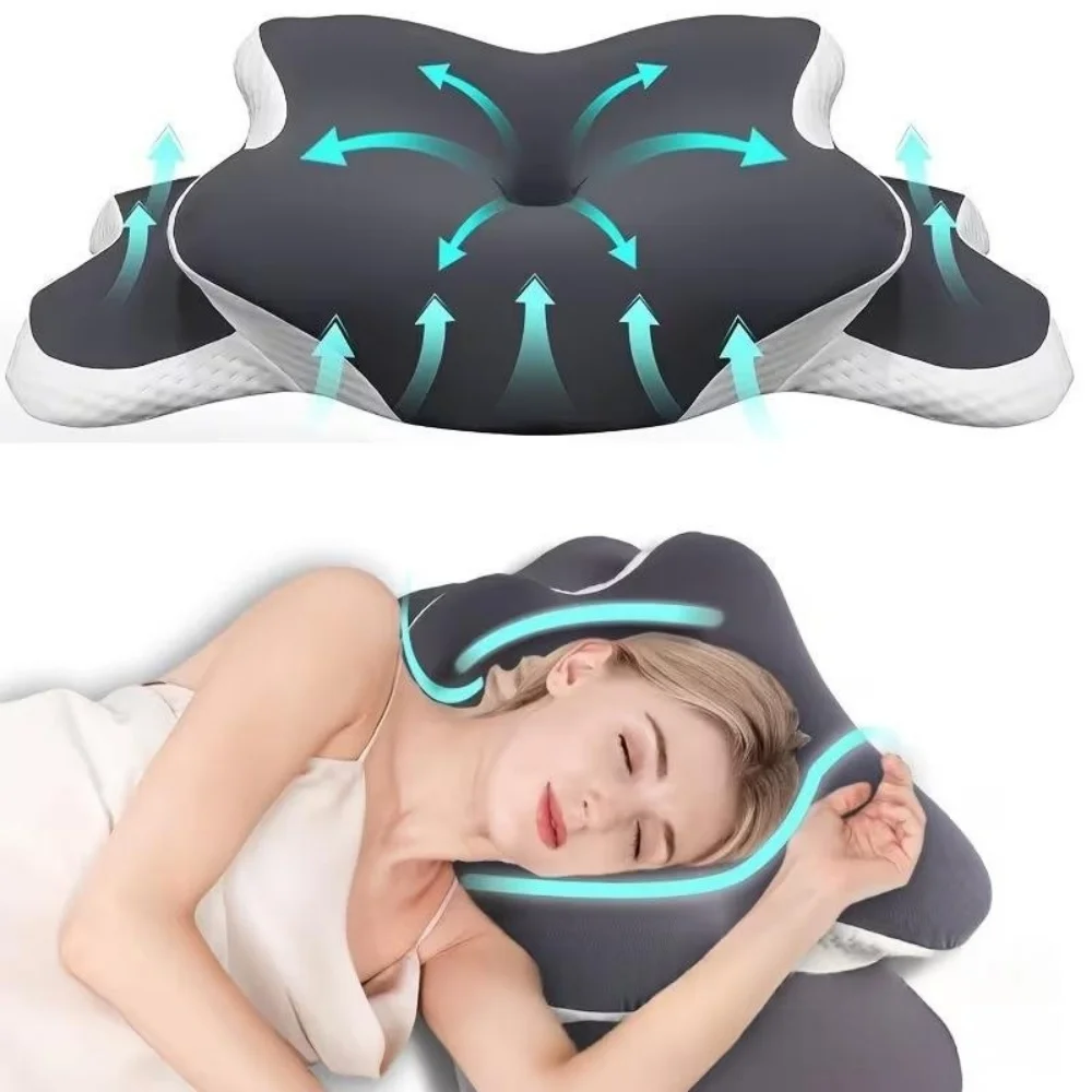 Ergonomic Contour Sleep Pillow Zipper Removable Washable Cover Cervical Support Pillow for Back & Side Sleepers Gift for Parents