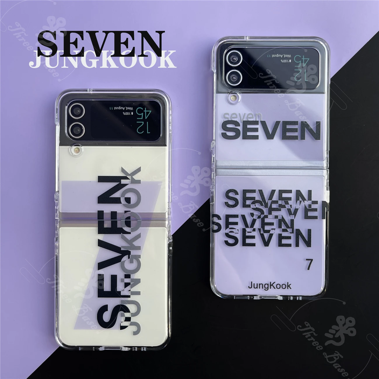 Threebase Phone Case Jungkook Seven For Samsung Galaxy Zflip 3 Zflip 4 ZFlip5 VIVO X Flip Oppo Find N2 Flip Proof Hard Cover