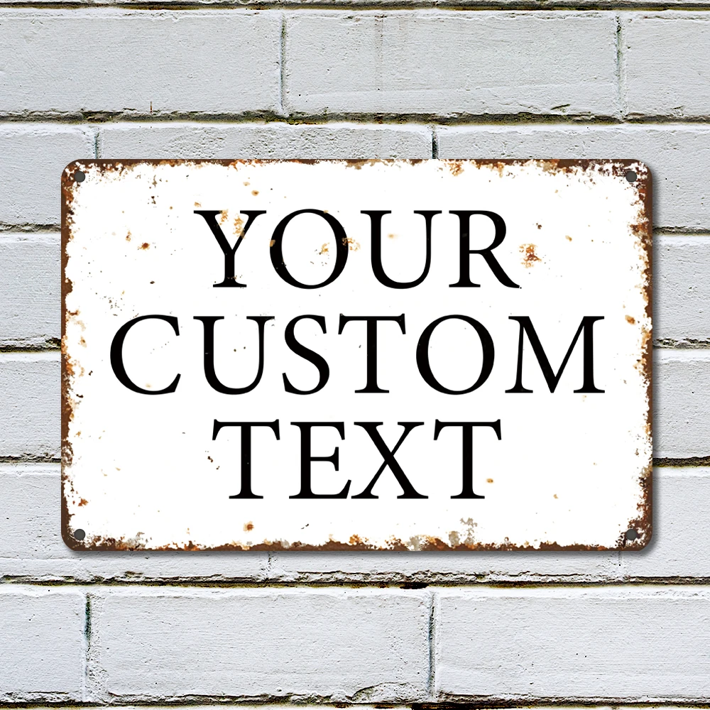 Logotipo artístico de pared de Metal con texto plano y personalizado 2D, fácil de colgar para decoración de placa de Bar de granja al aire libre, decoración de regalo Ideal