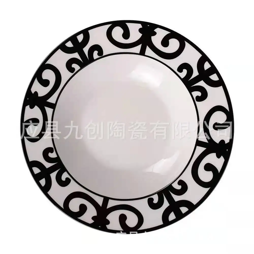 3 Color Ceramic Plate Hand-Painted Red Art Creative Round  Tableware Dinner Plates Set Charger Plates for Wedding Pasta Plate