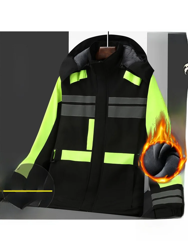 

Утепленная зимняя куртка из флиса для активного отдыха, светоотражающая, хлопковая, рабочая одежда, мужская утепленная куртка для активного отдыха, хлопковая куртка