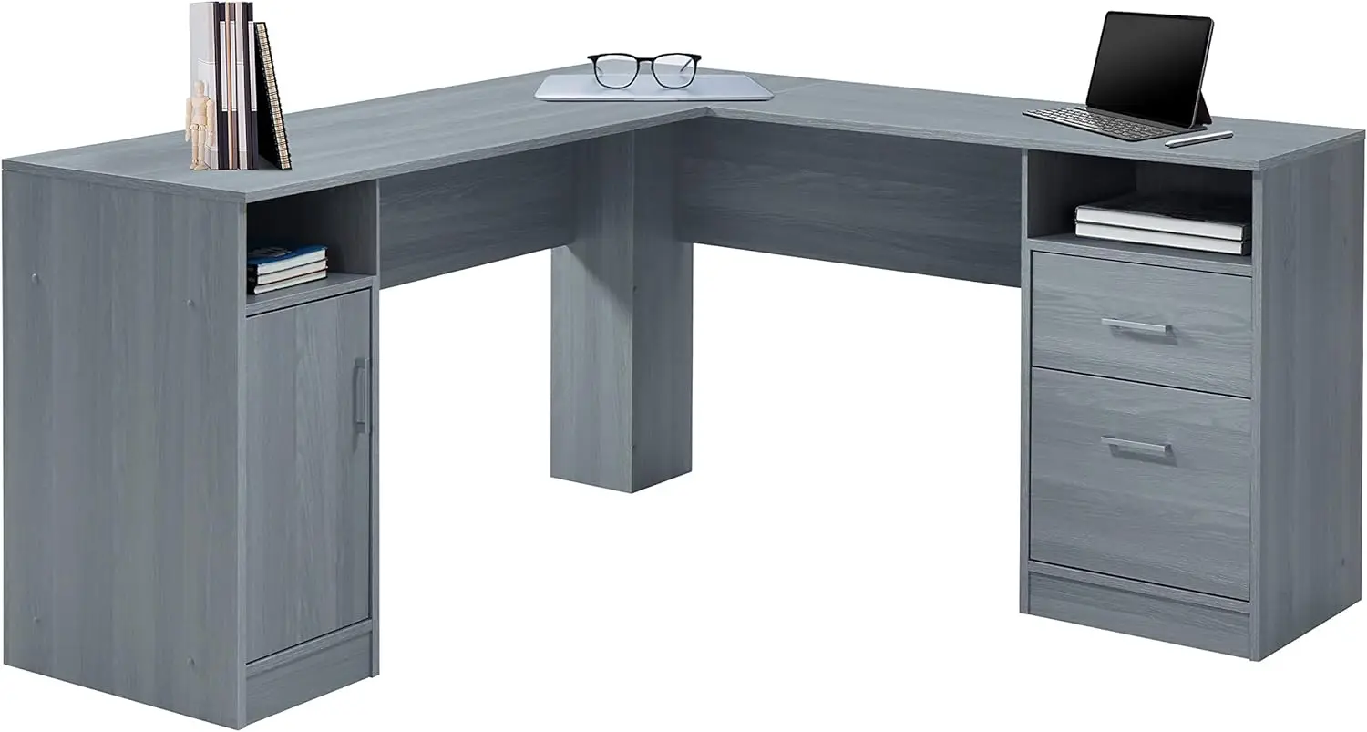 Techni Mobili Functional L-Shaped Computer Desk with storage, L is ⁠59.5