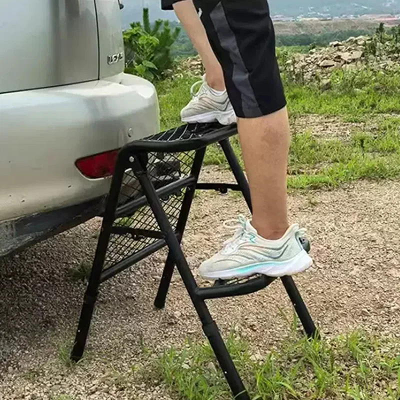 Portable Wheel Mount Step Ladder Multifunctional Foldable Tire Table for Off-road Car Camping Roof Maintenance Cleaning