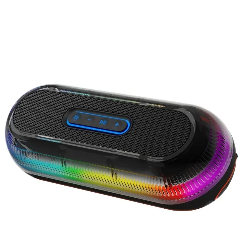 Altavoz de ordenador de escritorio de alta potencia, caja de sonido Bluetooth inalámbrica transparente con lámpara RGB, Subwoofer estéreo de gran volumen, 40W