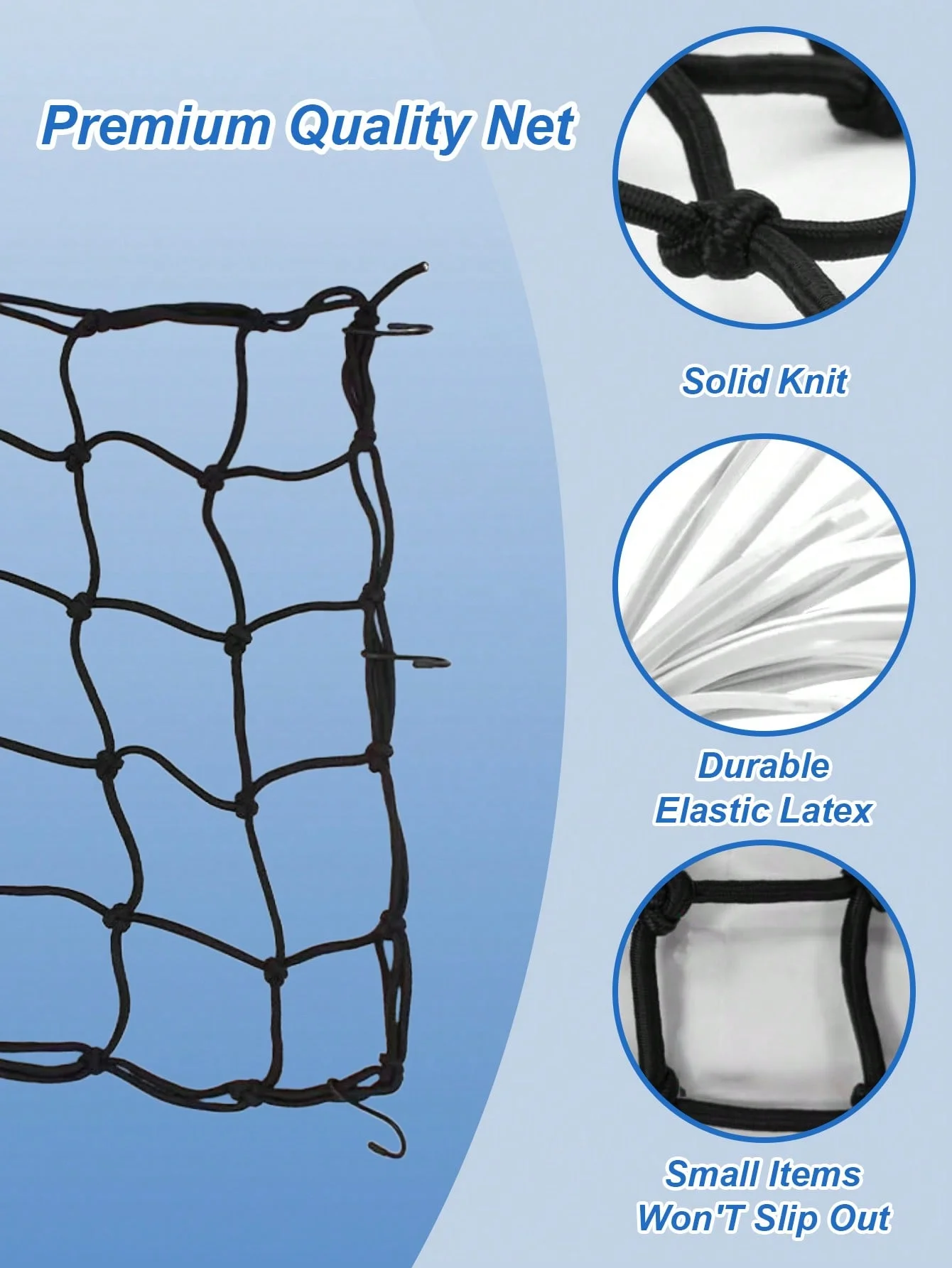 30x30cm Elastic Cargo Net (W/Hooks), Durable Stretch Mesh, Fits Motorcycle/Bike/Electric Scooter (Rear Seat/Tank), Fuel Tank Net image 3