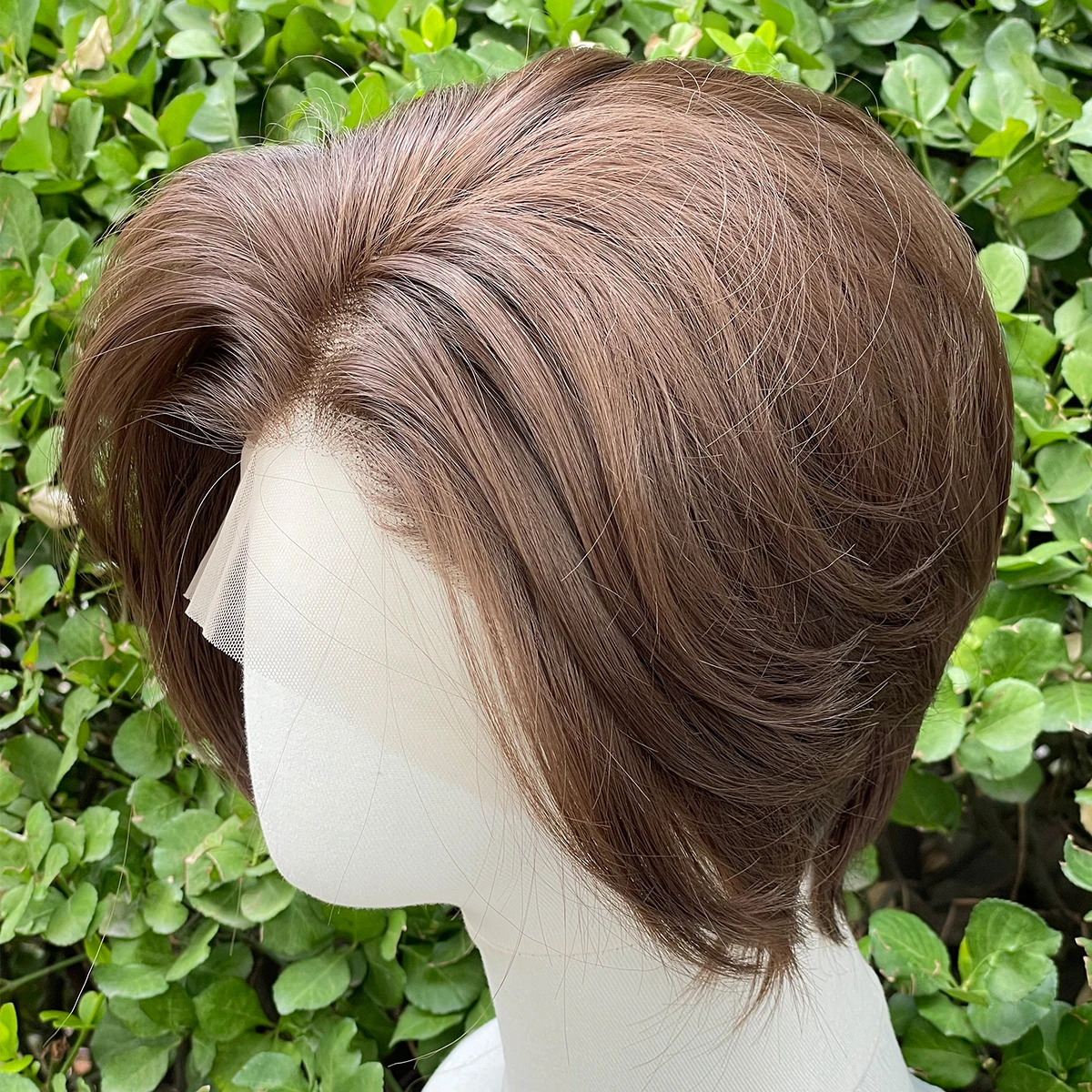 # 8 perucas de corte bob curto marrom claro para mulheres 13x4 perucas dianteiras de renda sintética para homens mulheres 150% densidade sem cola perucas de boné médio