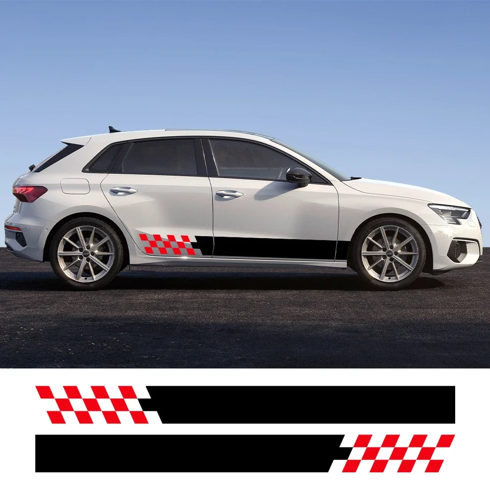 

Car Stripes Graphics Door Side Skirt Sticker Vinyl Decals Exterior Accessories For Audi A3 8V 8P 8Y 8L S3 RS3 Sedan Sportback