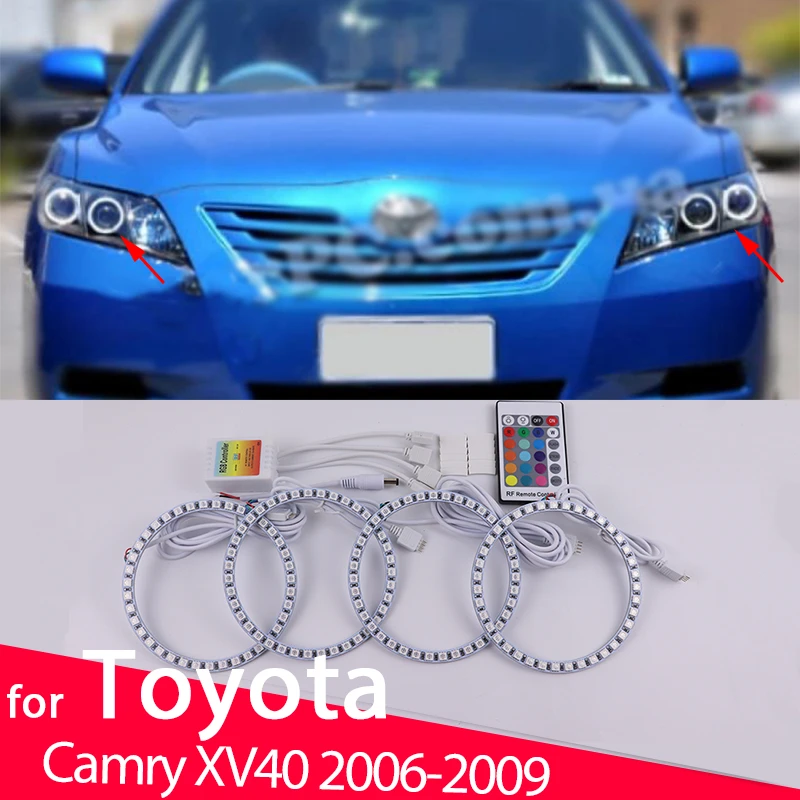 

Remote Control Smd RGB multi-color LED Headlight Angel Eyes Bulb Halo Ring Lamp for Toyota Camry XV40 Pre-facelift Altise 06-09