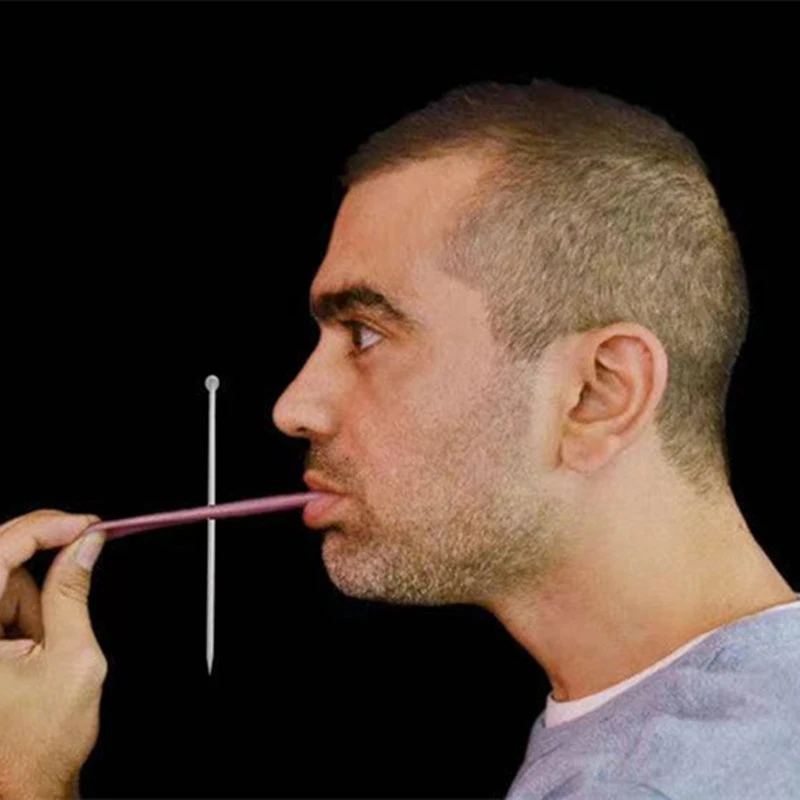New【Realistic Fake Tongue Prank Steel Needle Tongue Piercing Magician Props Halloween Fool Day Tricked Toy Fake Simulation Magic