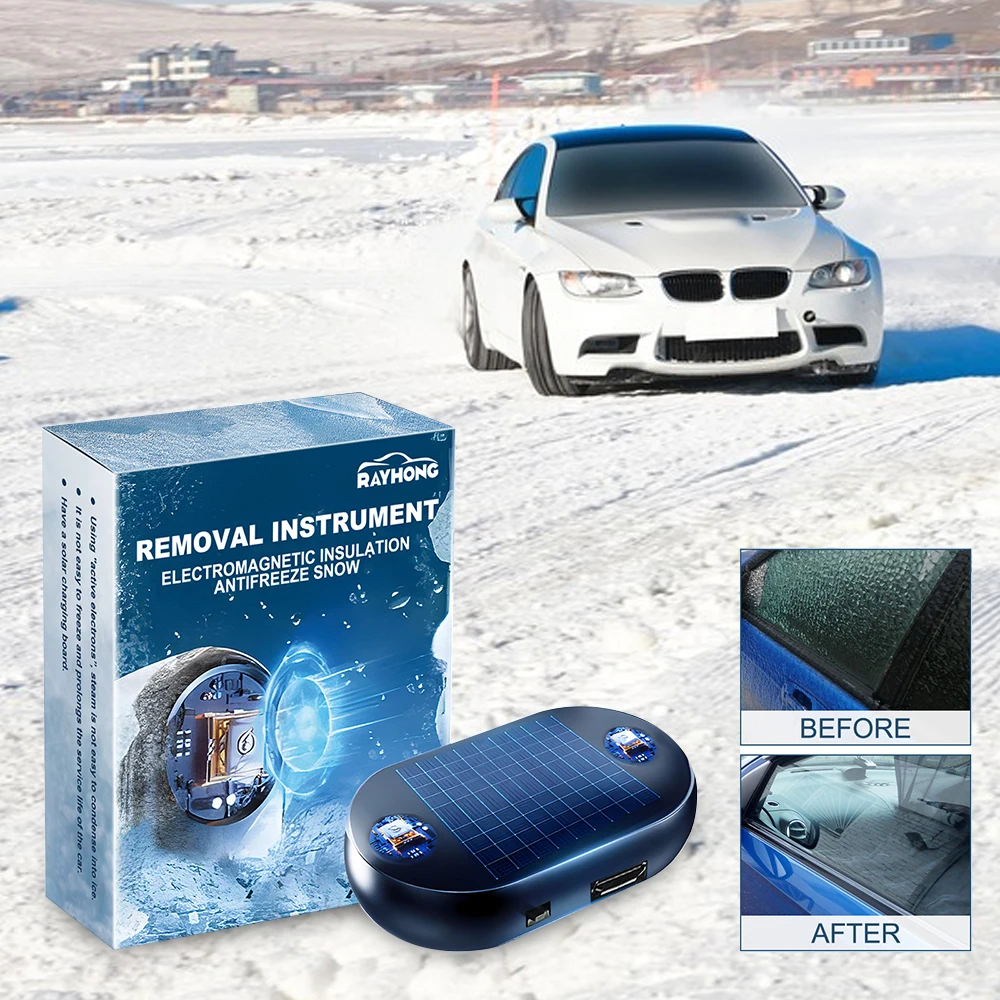 1/2Pcs Solar Snow Plow Antifreeze Car Electromagnetic Molecular Defroster Front Rear Windshield Car Snow Removal Instrument