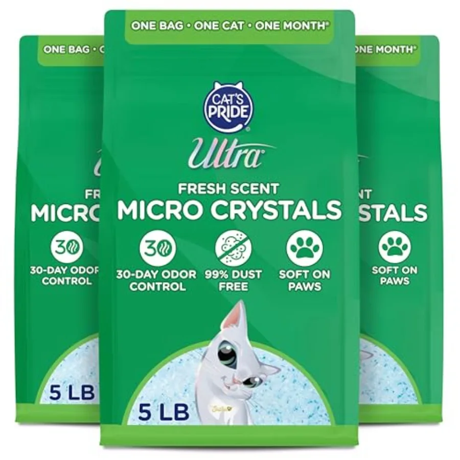 

Fresh Scented Micro Crystals Premium Cat Litter - 99.9% Dust Free, Soft on Paws - 15 Lbs. Total 3pk of 5 Lbs