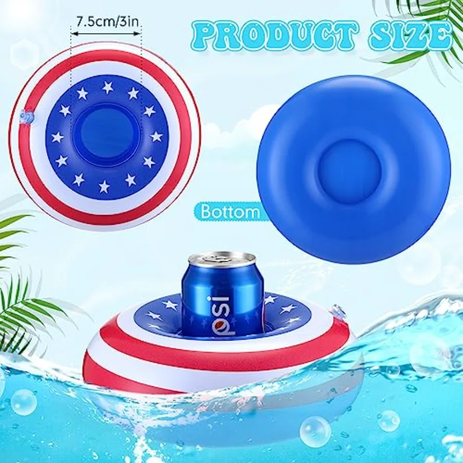 Pool drink floats for adults: inflatable cup holders PVC material pastel pink and white 120-pack summer party supplies with fla