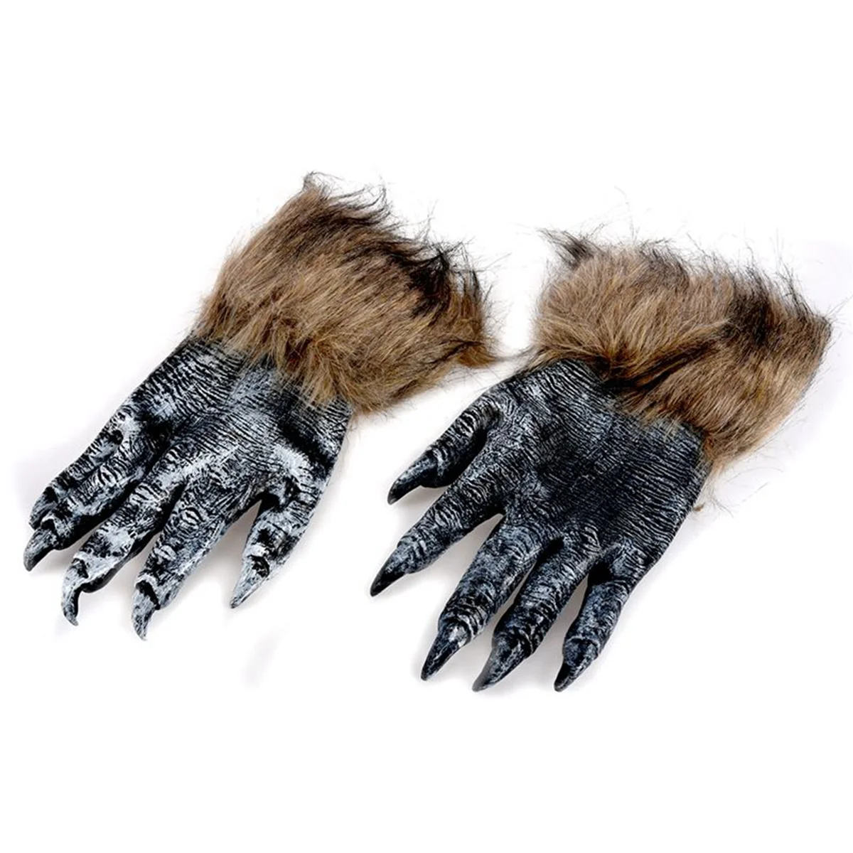 A72P 2-paar Wolf Handschoenen Halloween Masker Dierenmasker Set Maskerade Wolf (Maat: L, Kleur: Zwart)