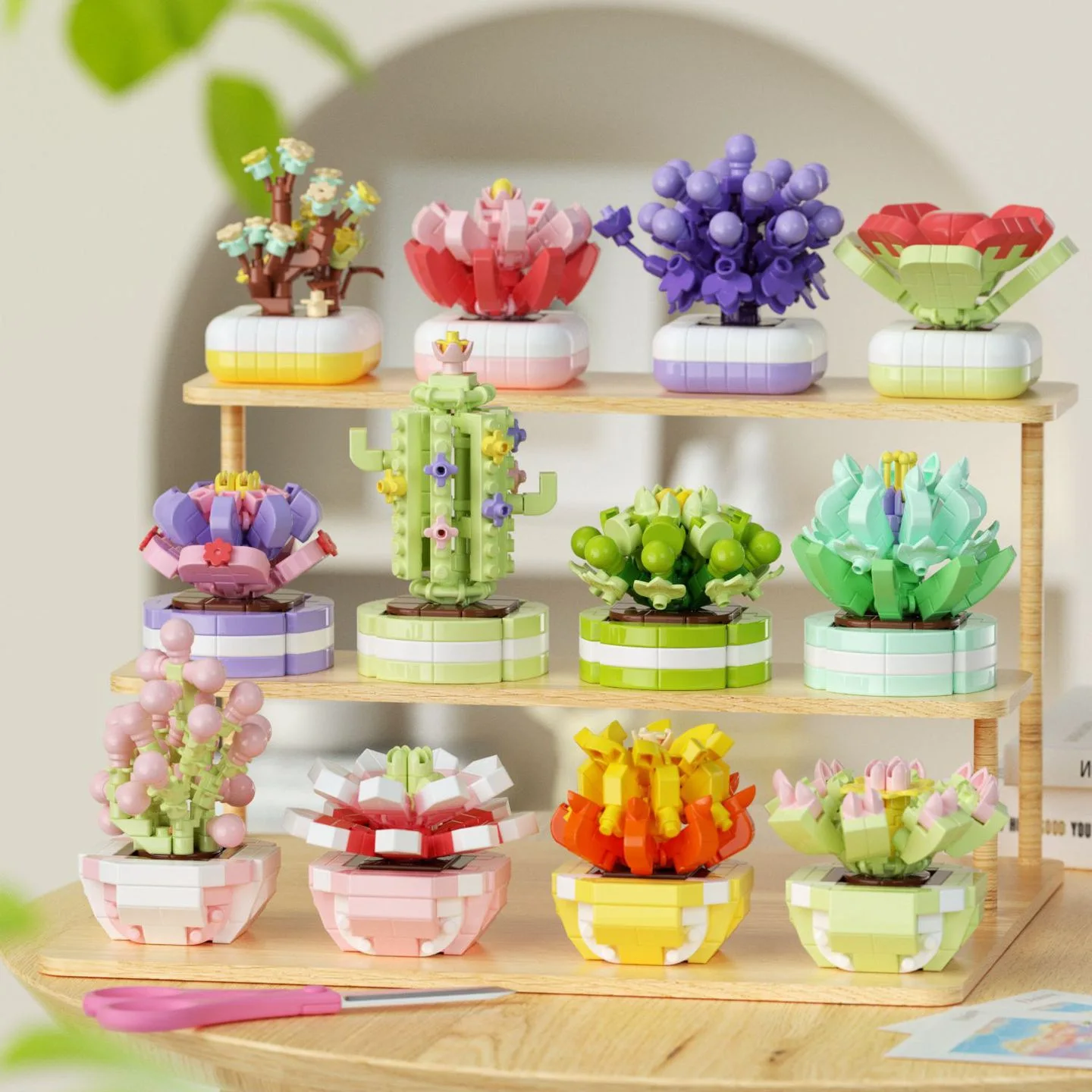 Micro Particle Building Block Succulent Educational Gift, Children's Puzzle Toy Handmade DIY Desktop Decoration Ornament Gifts