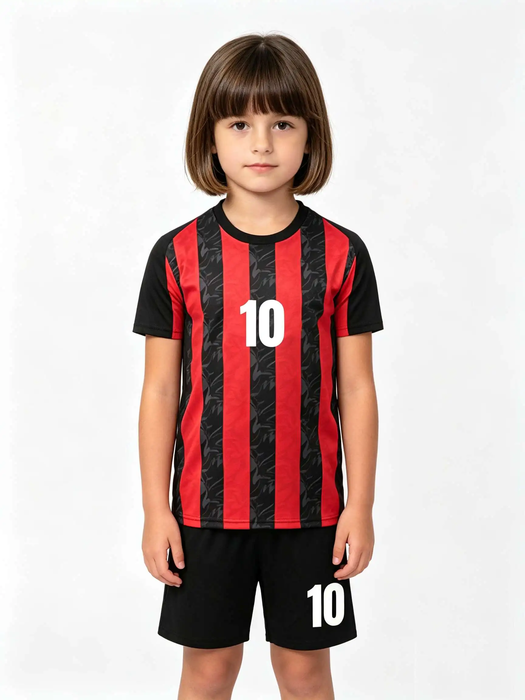 New 26/27  Blank Soccer 2‑Piece Set, Kids Adults Parent‑Child Kit, Custom for School Outdoor Team Sports Red and black str