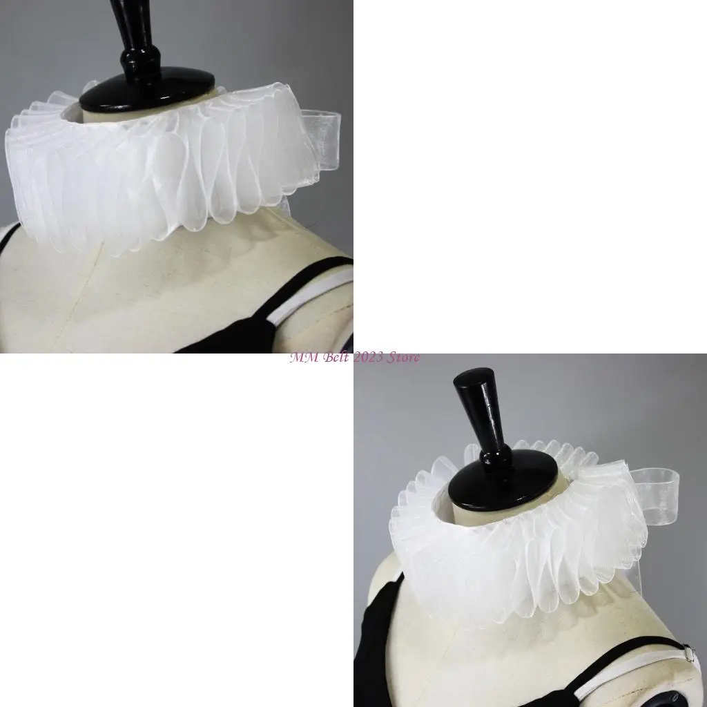 49me-装飾シフォンフリル襟調節可能なネックピースビクトリア朝テーマのドレスパーティー用