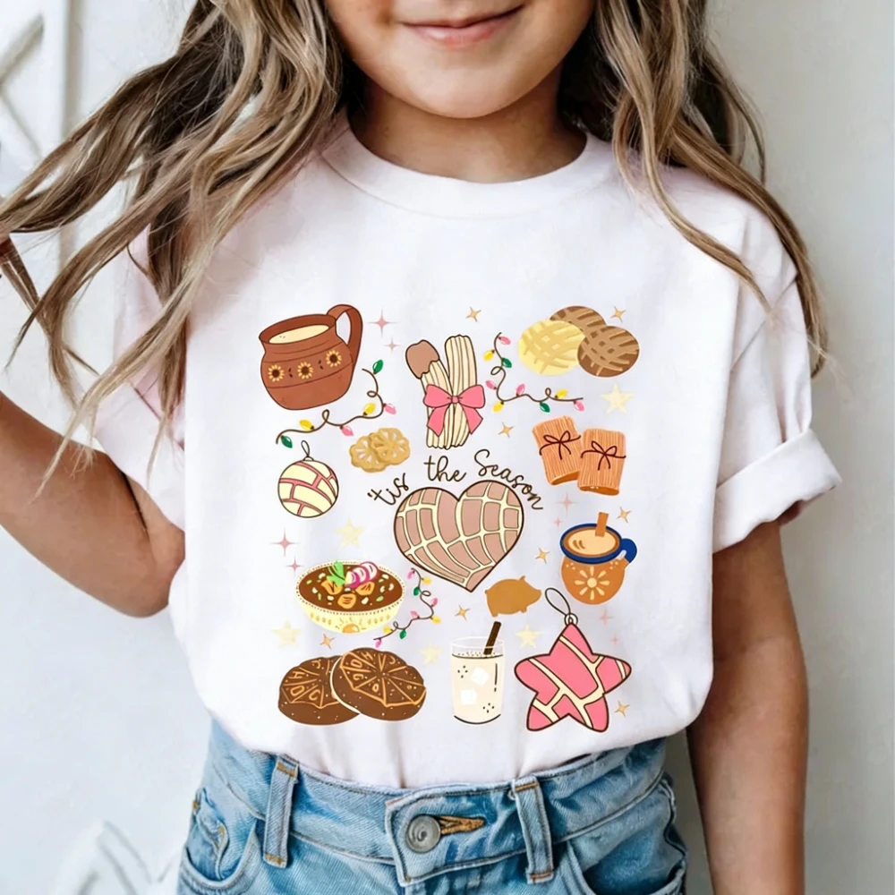 Tis The Season Christmas Conchas Kids Shirt Mexican Food Spanish Christmas Holiday Tshirt Pan Dulce Mexico Party Tee Girls Tops
