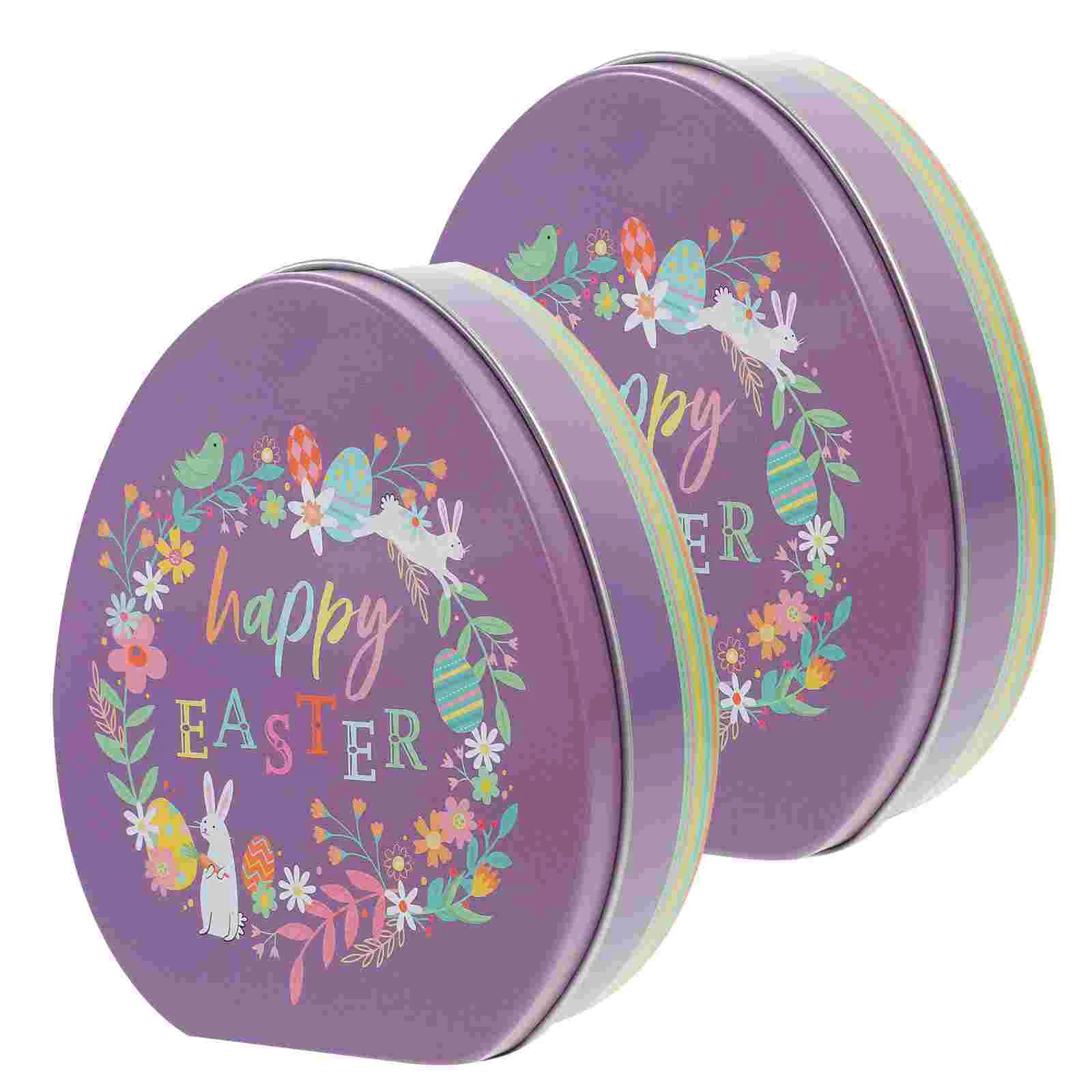 

2 Pcs Easter Gift Boxes Candy Storage Case Party Favors Cookies Box Iron Snack Container Children Gifts Packaging