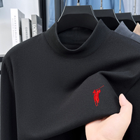 Spring and Autumn Men's German Velvet Hoodie Men's Half High Neck Warm Autumn and Winter Double Sided Velvet Bottom Shirt