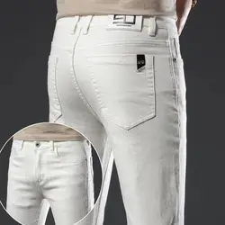 Jean Blanc en Coton de Style Classique pour Homme, Pantalon Slim Fit de Marque à la Mode, Nouvelle Collection 2022