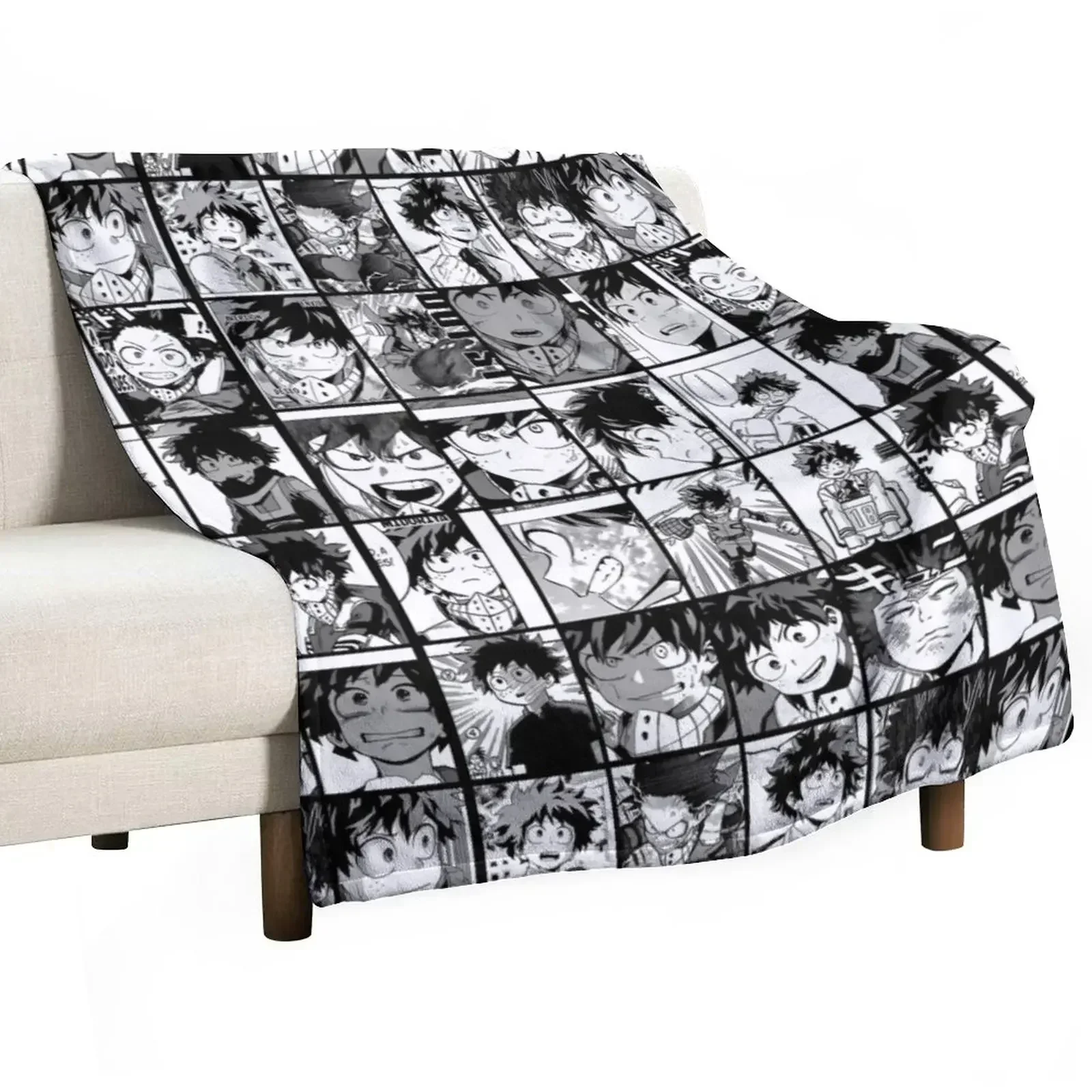 Midoriya Izuku- collage color version Throw Blanket Plaid on the sofa Thermal Personalized Gift Polar Flannel Fabric Blankets