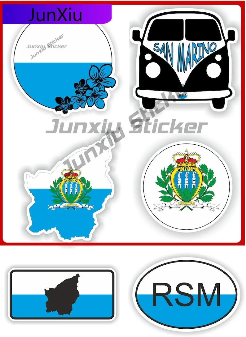 

San Marino Flag Vinyl Decals A Set Of Six Pieces Stickers Aquarium Decoration Car Scratch Cover Sticker Decorative Decals Suv Mo