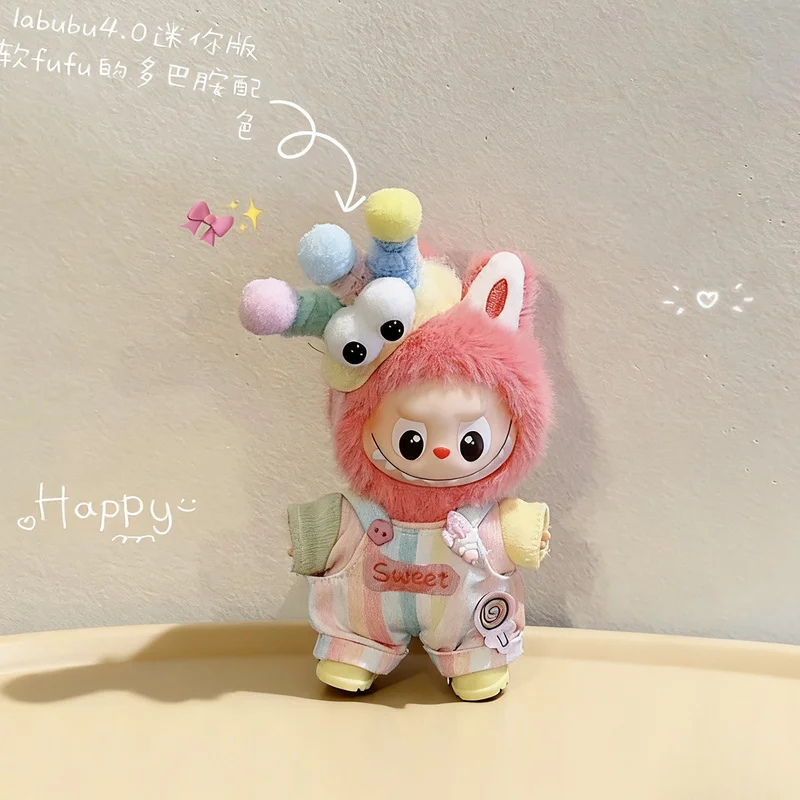 Jouet en peluche Labubu avec compartiment caché, Mini édition 4.0, ensemble de tenue de poupée Caterpillar Dopamine, accessoire de quatrième génération