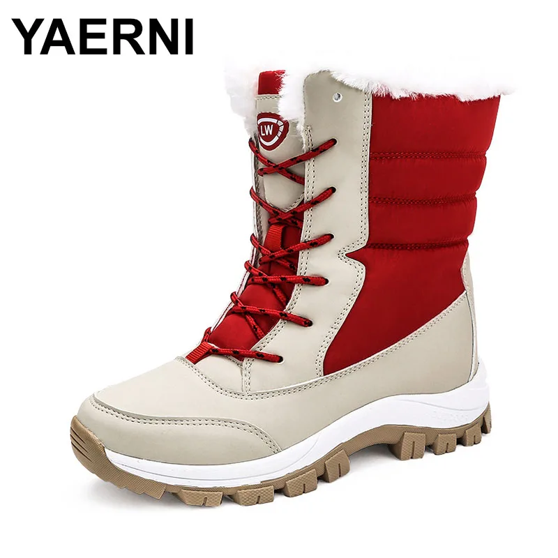 

2025 Women's casual snow boots winter warm plush plus size outdoor work boots fashion comfortable slip soft soled cotton shoes