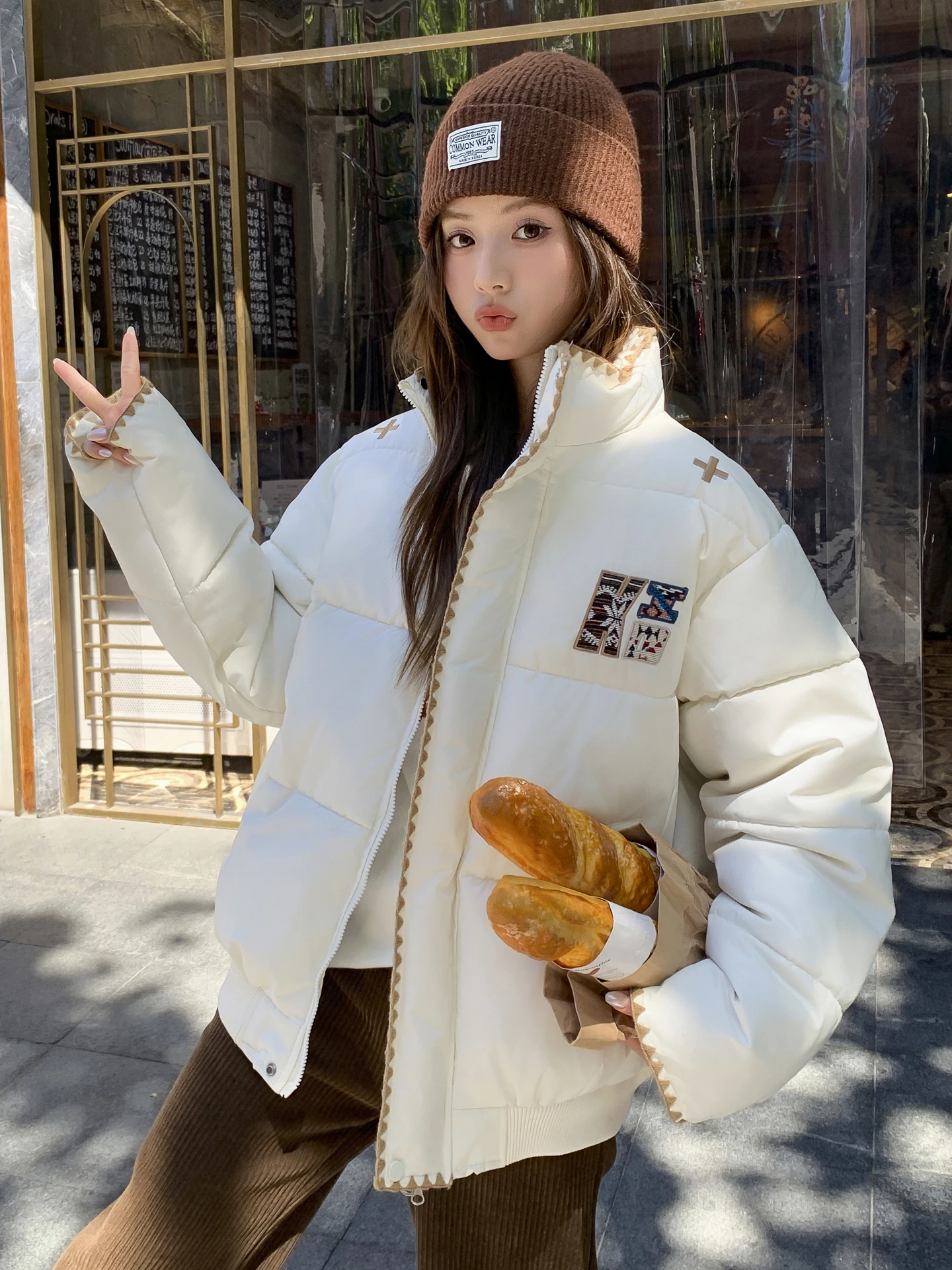 Or blanco abajo Jaet mujer invierno coreano Sle estudiante Thi prendas de vestir exteriores 2025 nuevo Sle Commute Sle corte recto largo Sl...